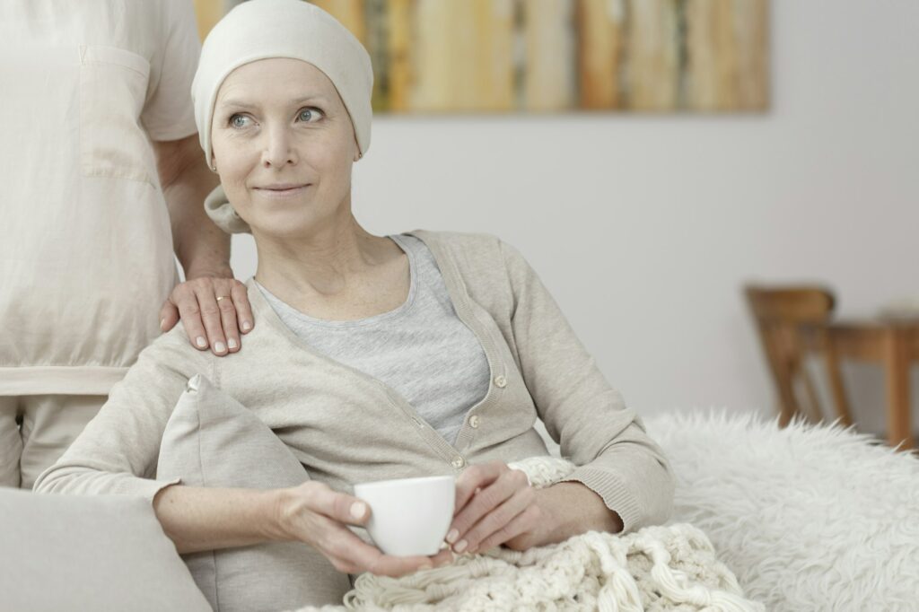 Happy woman with cancer